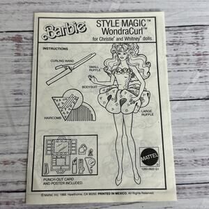 Barbie Style Magic Wondra Curl Doll Instructions Booklet Insert 1988 Vintage